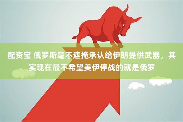 配资宝 俄罗斯毫不遮掩承认给伊朗提供武器，其实现在最不希望美伊停战的就是俄罗