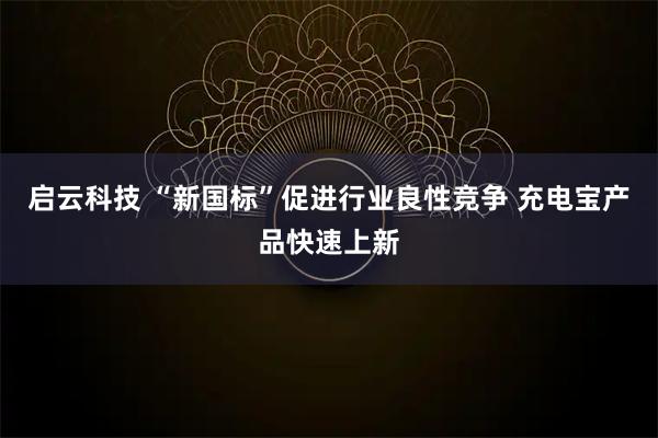 启云科技 “新国标”促进行业良性竞争 充电宝产品快速上新