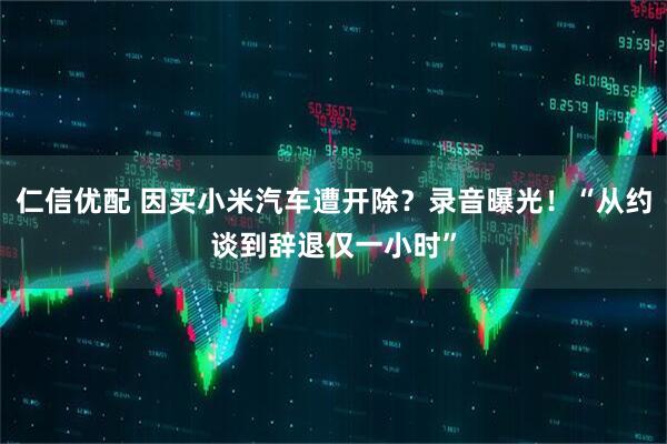 仁信优配 因买小米汽车遭开除？录音曝光！“从约谈到辞退仅一小时”
